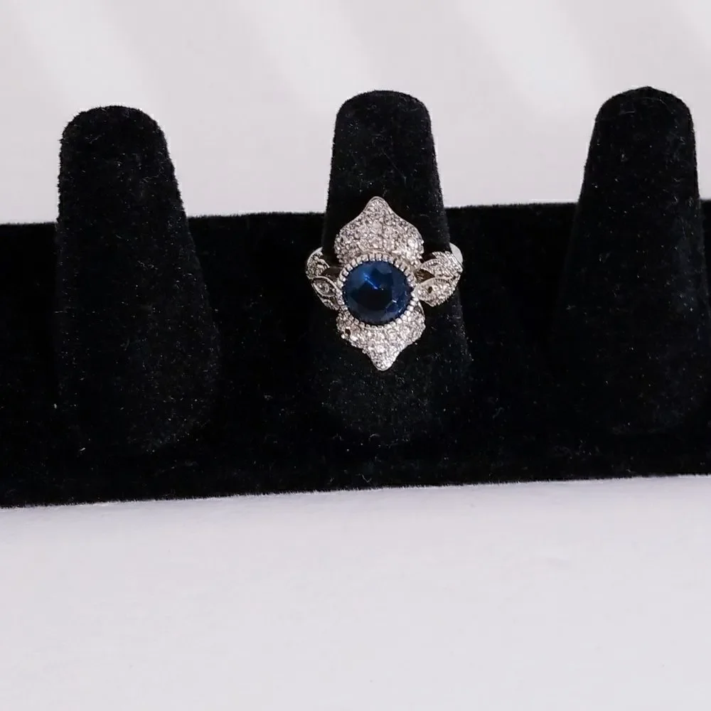 Art deco Silver Sapphire Ring